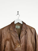 Giacca marrone cammello in pelle donna (25g282) - XS