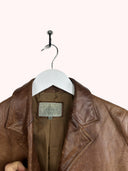 Giacca marrone cammello in pelle donna (25g282) - XS