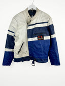 Giacca in pelle bianca blu da moto (25g287) - M