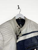 Giacca in pelle bianca blu da moto (25g287) - M