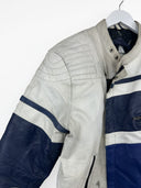 Giacca in pelle bianca blu da moto (25g287) - M