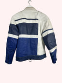 Giacca in pelle bianca blu da moto (25g287) - M