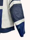Giacca in pelle bianca blu da moto (25g287) - M