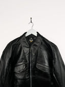 Leather jacket nera lavorata boutique - L