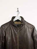 Bomber marrone in pelle moto (25g54) - S