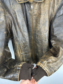 Bomber in pelle marrone aviator (25g75) - L