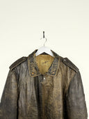 Bomber in pelle marrone aviator (25g75) - L