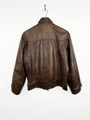 Giacca in pelle marrone biker (25g80) - M