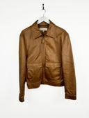 Giacca in pelle marrone tasche (25g91) - M
