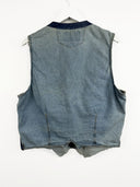 Gilet in jeans/ecopelle 80s blu (25gt21) - L