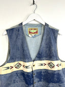 Gilet in jeans/ecopelle 80s blu (25gt21) - L
