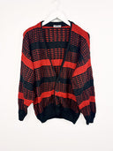 Cardigan rosso a righe 90s - M