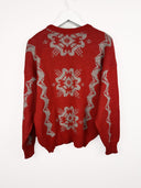 Maglione rosso grigio in lana 90s - L