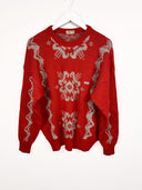 Maglione rosso grigio in lana 90s - L