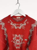 Maglione rosso grigio in lana 90s - L