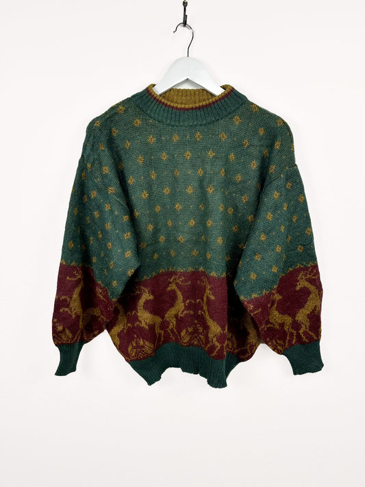 Maglione verde in lana 80s - M