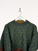 Maglione verde in lana 80s - M