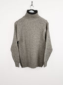 Maglione dolcevita beige blu lana (25m59) - M