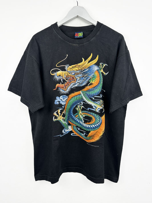 T-shirt nera drago 90s (25t29) - XL