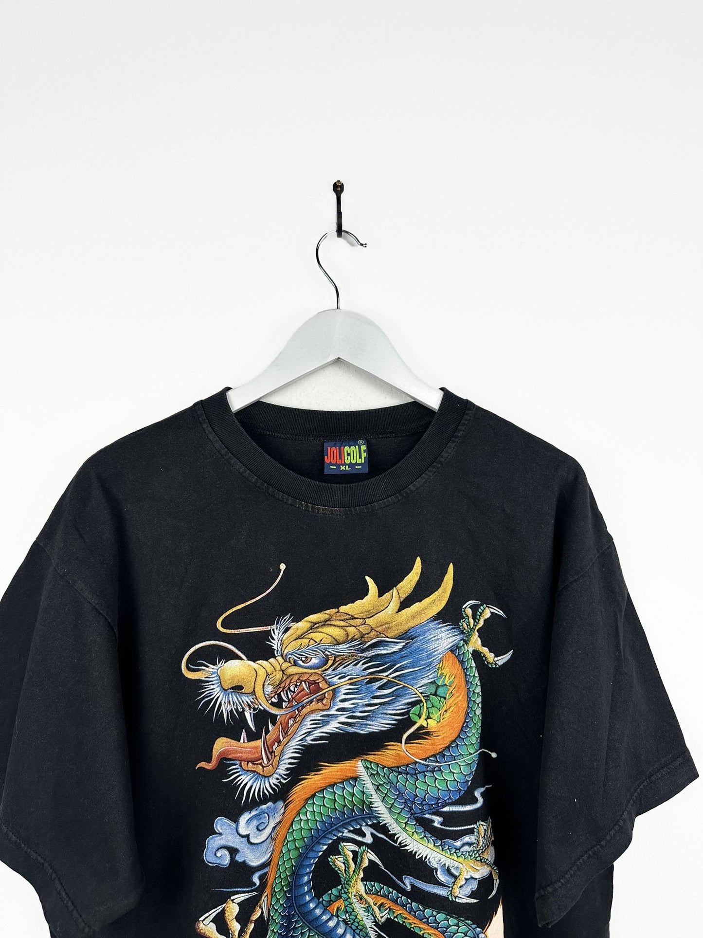 T-shirt nera drago 90s (25t29) - XL