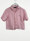 Camicia Ralph Lauren rosa in lino cropped (26-134) - S