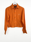Camicia Ralph Lauren arancione in lino cropped (26-135) -XS