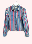 Camicia Wrangler blu a righe stile western cropped (26-170) - S