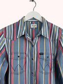 Camicia Wrangler blu a righe stile western cropped (26-170) - S