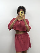 Completo polo + gonna Ralph Lauren rosso rework (26-197) TG u