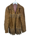 Giacca scamosciata marrone con frange western (26-233) - 40/M