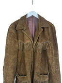 Giacca scamosciata marrone con frange western (26-233) - 40/M