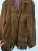 Giacca scamosciata marrone con frange western (26-233) - 40/M