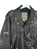 Giacca chiodo in pelle Energie marrone anni 90 (26-235) - S