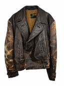 Giacca chiodo in pelle marrone anni 50 germania d'archivio (26-272) - M/L