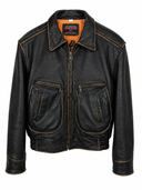 Giacca bomber in pelle nera Bomb Boogie aviator anni 90 (26-305) - M