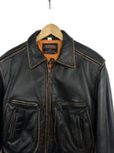 Giacca bomber in pelle nera Bomb Boogie aviator anni 90 (26-305) - M