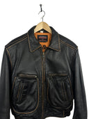 Giacca bomber in pelle nera Bomb Boogie aviator anni 90 (26-305) - M