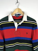 Polo rugby longsleeve Ralph Lauren rossa a righe (26-351) - M