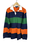 Polo rugby longsleeve Ralph lauren verde blu a righe (26-352) - XL