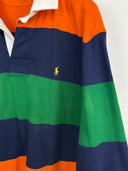 Polo rugby longsleeve Ralph lauren verde blu a righe (26-352) - XL