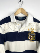 Polo rugby longsleeve Ralph Lauren blu panna a righe (26-366) - M