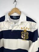 Polo rugby longsleeve Ralph Lauren blu panna a righe (26-366) - M