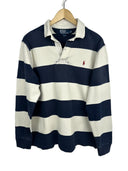 Polo rugby longsleeve Ralph Lauren blu bianca a righe (26-367) - L