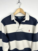 Polo rugby longsleeve Ralph Lauren blu bianca a righe (26-367) - L