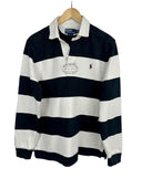 Polo rugby longsleeve Ralph Lauren nera bianca a righe (26-369) - M