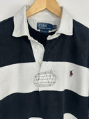Polo rugby longsleeve Ralph Lauren nera bianca a righe (26-369) - M