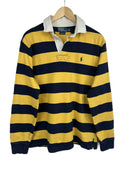Polo rugby longsleeve Ralph Lauren gialla blu a righe (26-373) - L
