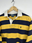 Polo rugby longsleeve Ralph Lauren gialla blu a righe (26-373) - L
