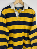 Polo rugby longsleeve Ralph Lauren gialla blu a righe (26-373) - L