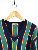 Maglione Chemise Lacoste verde a righe anni 80  donna (26-469) - S/M
